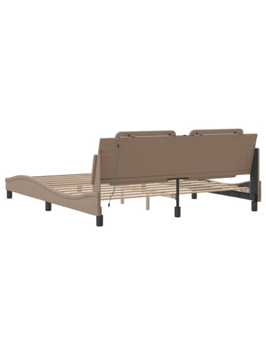 Rám postele s led osvětlením cappuccino 180x200 cm umělá kůže