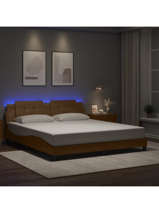 Rám postele s led osvětlením cappuccino 180x200 cm umělá kůže