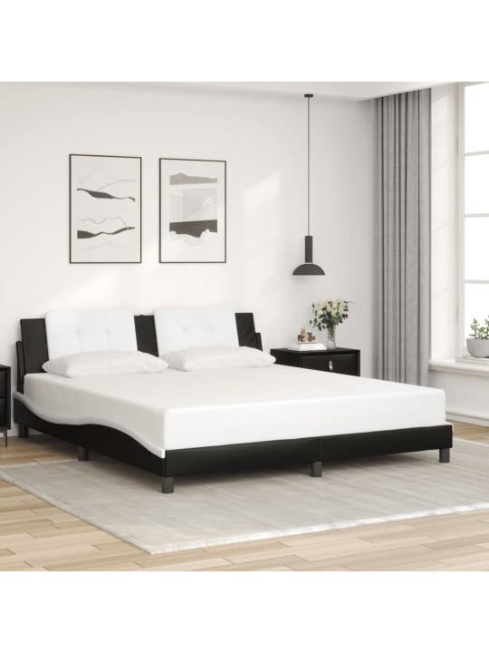 Rám postele s LED osvětlením černý a bílý 180x200 cm umělá kůže