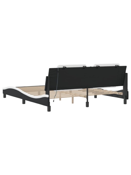 Rám postele s LED osvětlením černý a bílý 180x200 cm umělá kůže