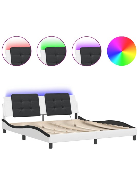 Rám postele s led osvětlením bílý a černý 180x200 cm umělá kůže