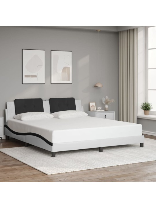 Rám postele s led osvětlením bílý a černý 180x200 cm umělá kůže