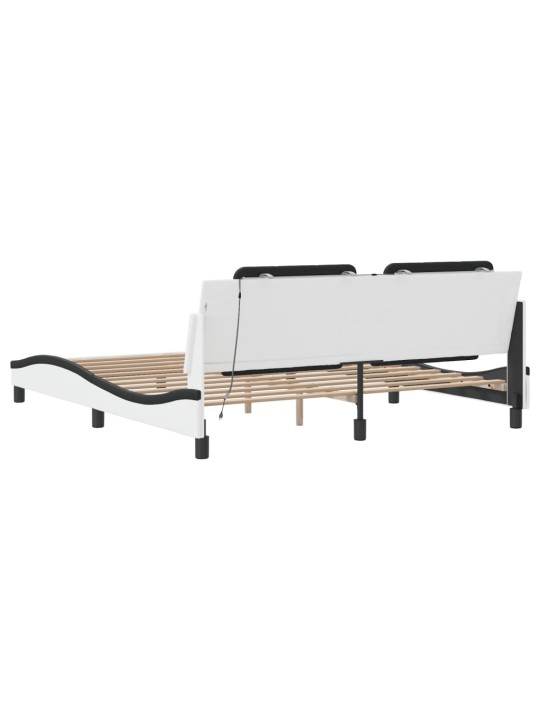 Rám postele s led osvětlením bílý a černý 180x200 cm umělá kůže