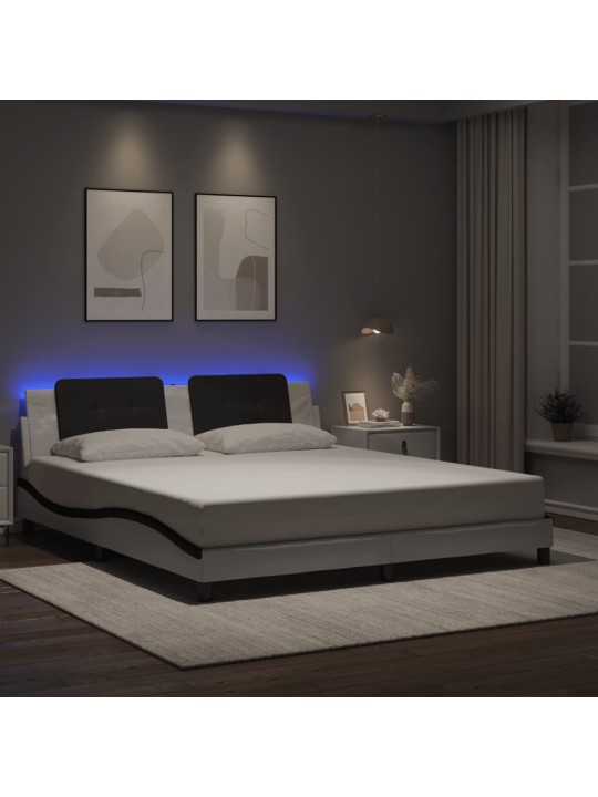 Rám postele s led osvětlením bílý a černý 180x200 cm umělá kůže