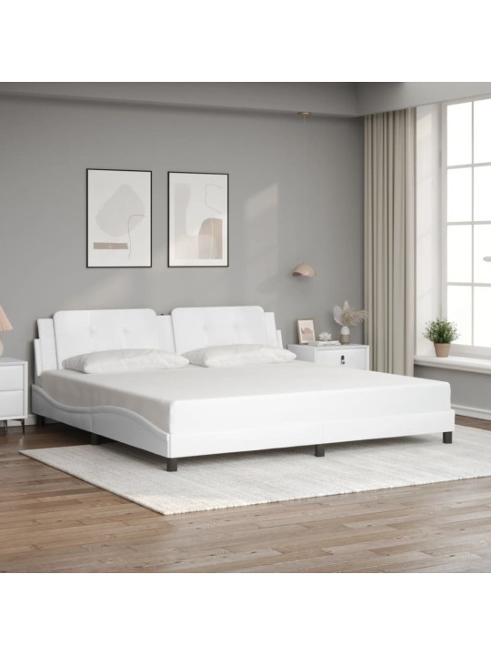 Rám postele s led osvětlením bílý 200 x 200 cm umělá kůže