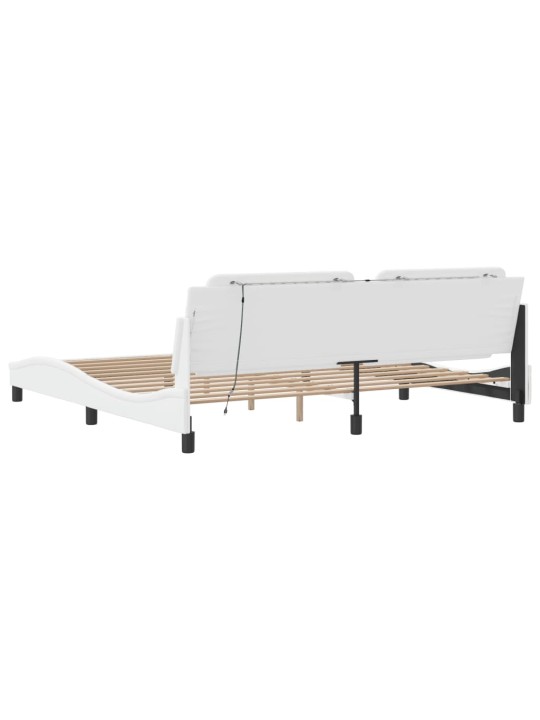 Rám postele s led osvětlením bílý 200 x 200 cm umělá kůže
