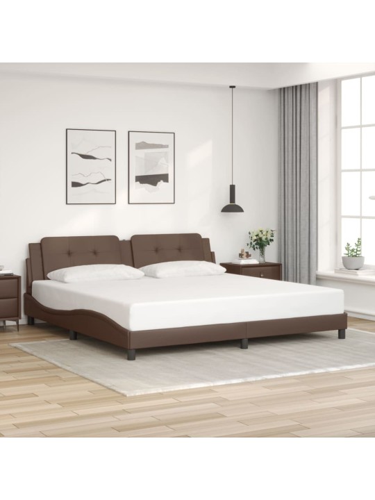 Rám postele s led osvětlením hnědý 200 x 200 cm umělá kůže