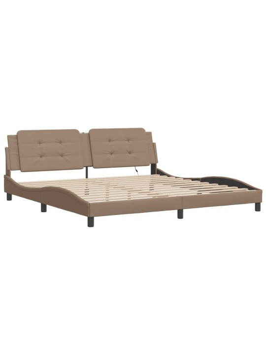 Rám postele s led osvětlením cappuccino 200 x 200 cm umělá kůže