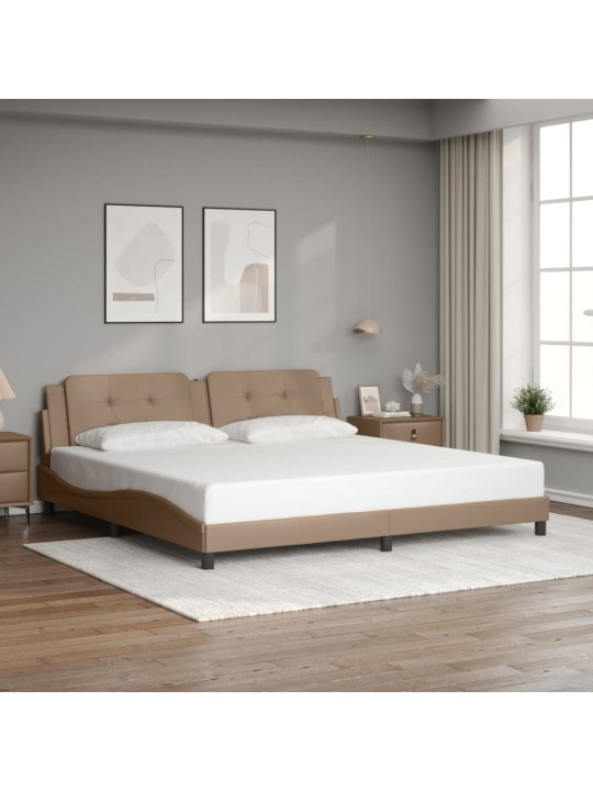 Rám postele s led osvětlením cappuccino 200 x 200 cm umělá kůže
