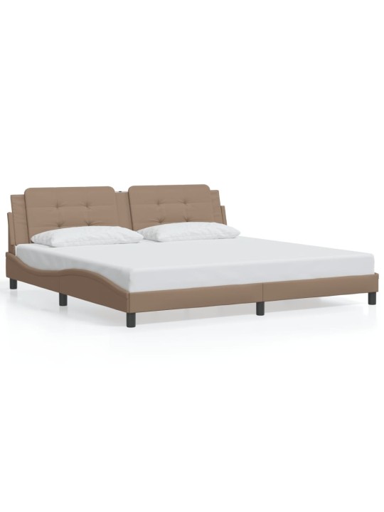 Rám postele s led osvětlením cappuccino 200 x 200 cm umělá kůže