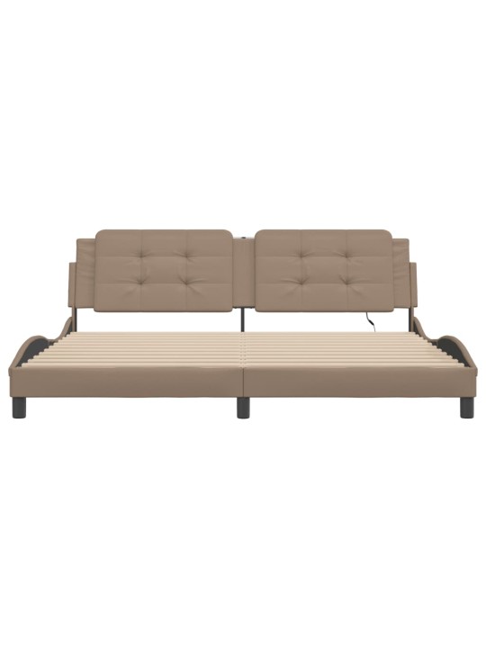 Rám postele s led osvětlením cappuccino 200 x 200 cm umělá kůže