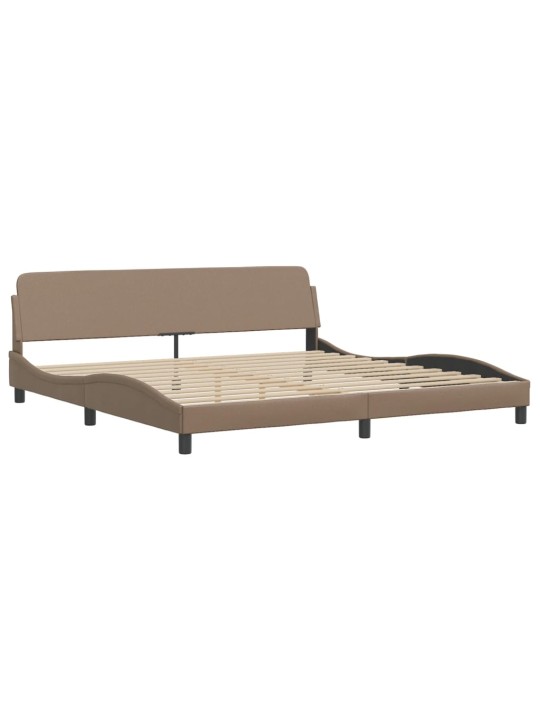 Rám postele s led osvětlením cappuccino 200 x 200 cm umělá kůže
