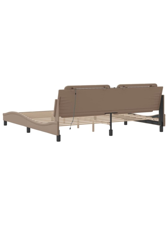Rám postele s led osvětlením cappuccino 200 x 200 cm umělá kůže