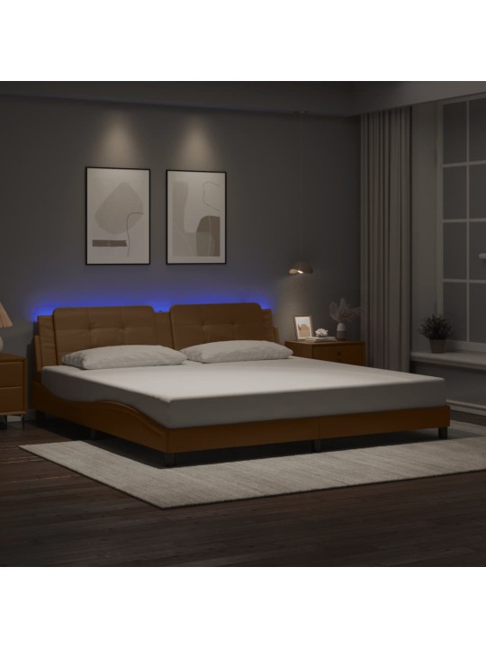 Rám postele s led osvětlením cappuccino 200 x 200 cm umělá kůže