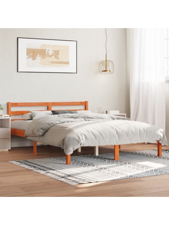 Postel bez matrace voskově hnědá 135 x 190 cm masivní borovice