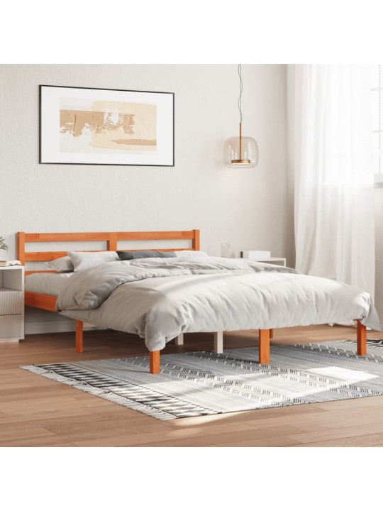 Postel bez matrace voskově hnědá 140 x 190 cm masivní borovice