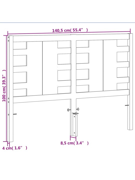 Čelo postele voskově hnědé 135 cm masivní borové dřevo