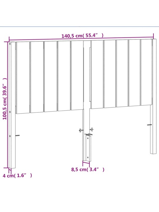 Čelo postele voskově hnědé 135 cm masivní borové dřevo