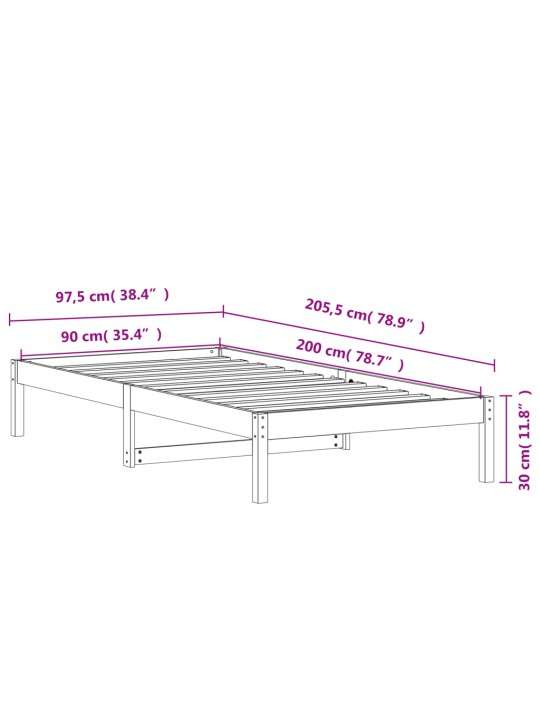 Válenda bez matrace voskově hnědá 90 x 200 cm masivní borovice