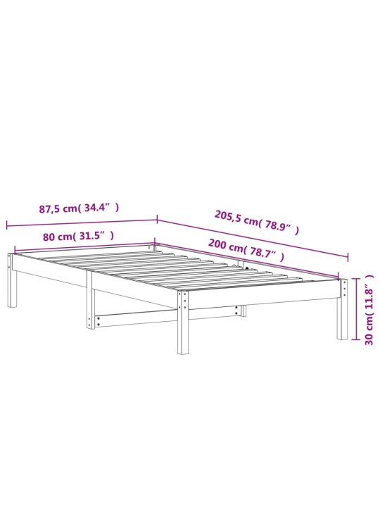 Válenda bez matrace voskově hnědá 80 x 200 cm masivní borovice