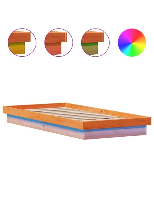 Rám postele s LED voskově hnědý 100 x 200 cm masivní borovice