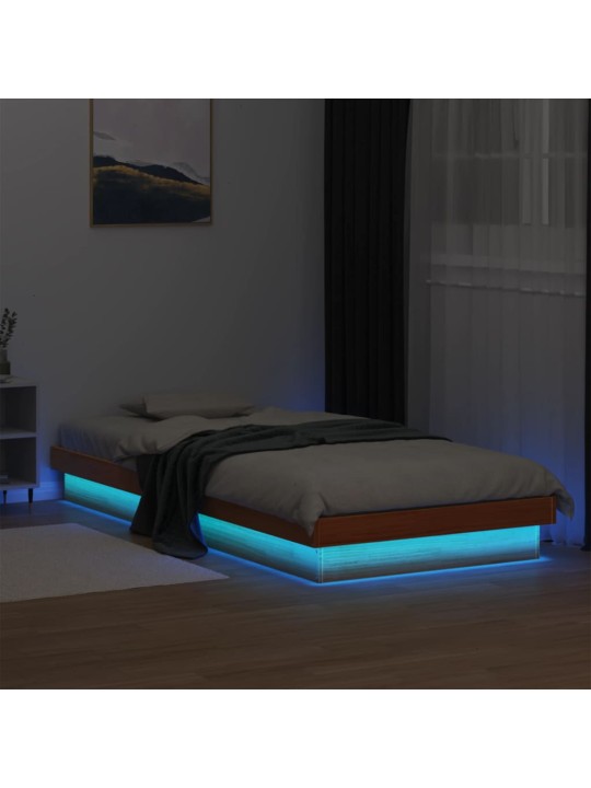 Rám postele s LED voskově hnědý 100 x 200 cm masivní borovice