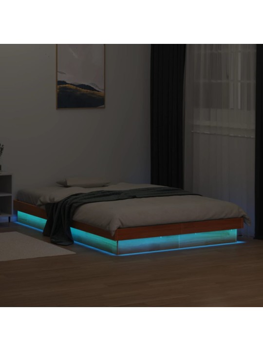 Rám postele s LED voskově hnědý 120 x 200 cm masivní borovice