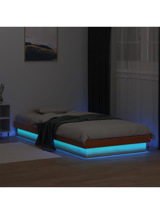 Rám postele s LED voskově hnědý 90 x 190 cm masivní borovice