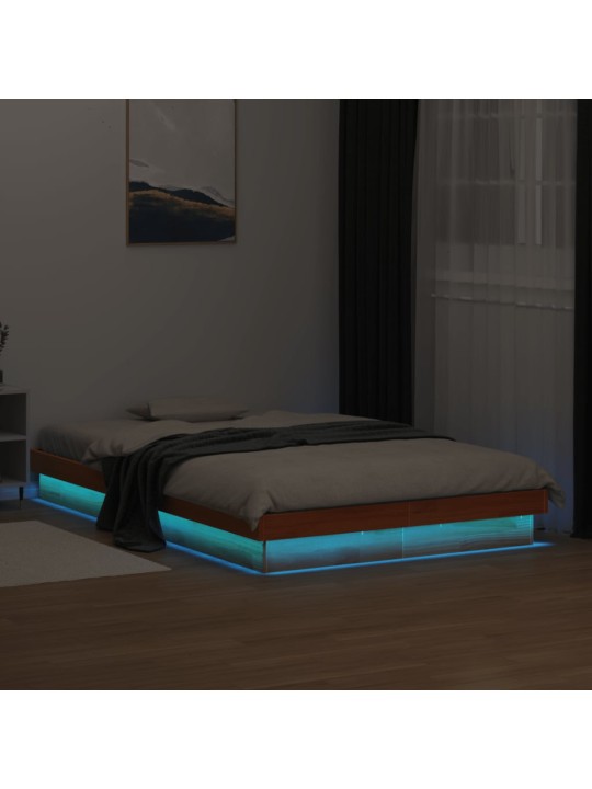Rám postele s LED voskově hnědý 120 x 190 cm masivní borovice