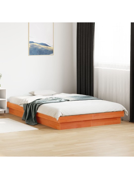 Rám postele s LED voskově hnědý 140 x 190 cm masivní borovice