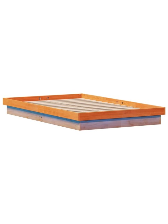 Rám postele s LED voskově hnědý 140 x 190 cm masivní borovice