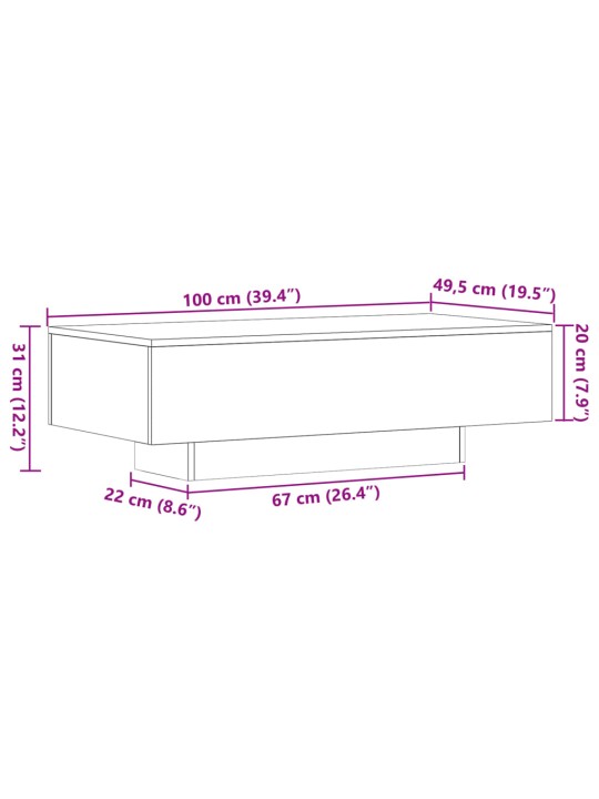 Konferenční stolek dub sonoma 100x49,5x31 cm kompozitní dřevo