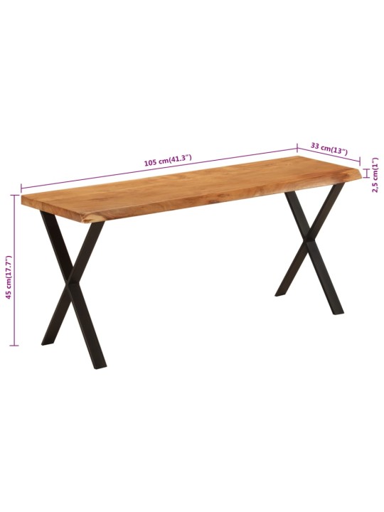 Lavice s živou hranou 105 cm masivní akáciové dřevo