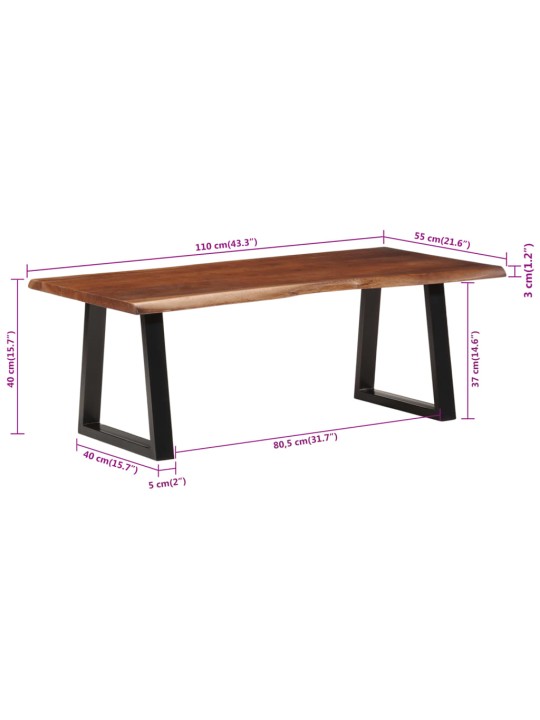 Konferenční stolek medově hnědý 110 x 55 x 40 cm masivní akácie