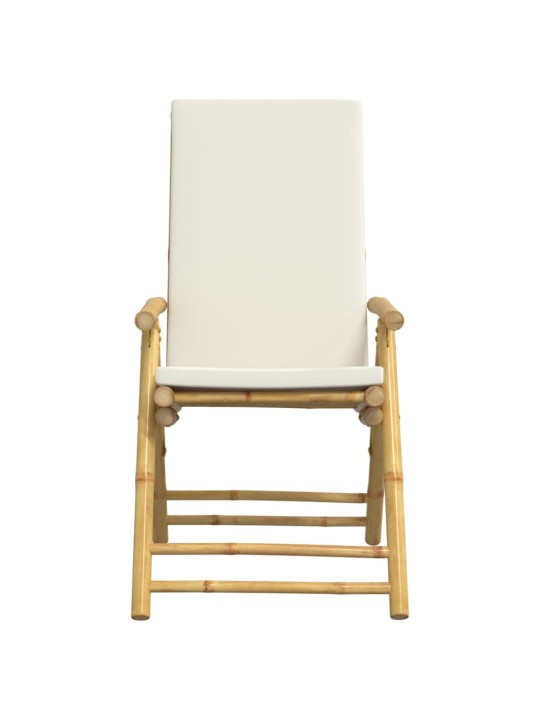 3dílný skládací bistro set s krémově bílými poduškami bambus