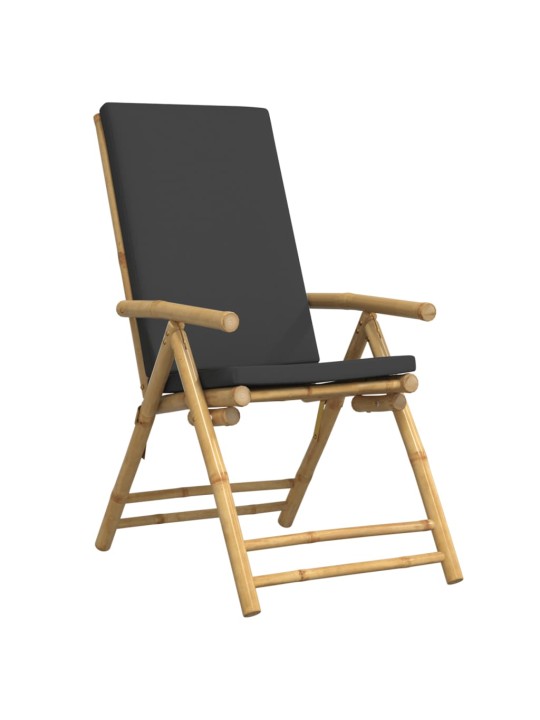 3dílný skládací bistro set s tmavě šedými poduškami bambus