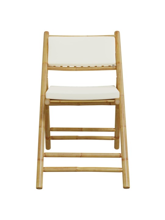 3dílný skládací bistro set s krémově bílými poduškami bambus