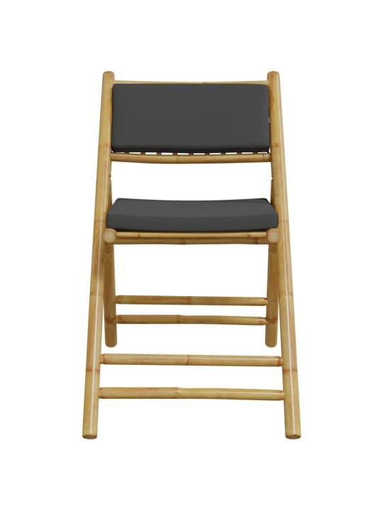 3dílný skládací bistro set s tmavě šedými poduškami bambus