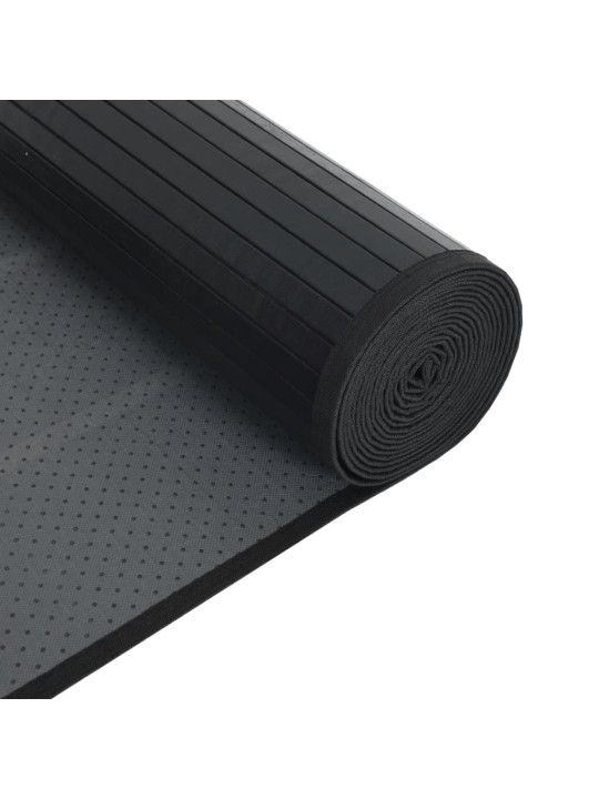 Koberec obdélníkový černý 70 x 200 cm bambus