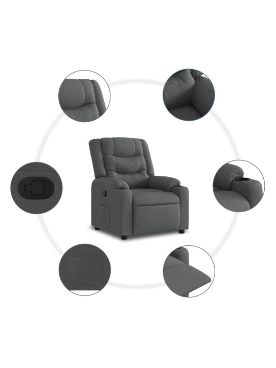 Polohovací křeslo tmavě šedé textil