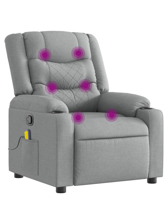Masážní polohovací křeslo světle šedé textil