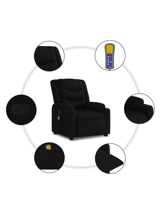 Masážní polohovací křeslo černé textil