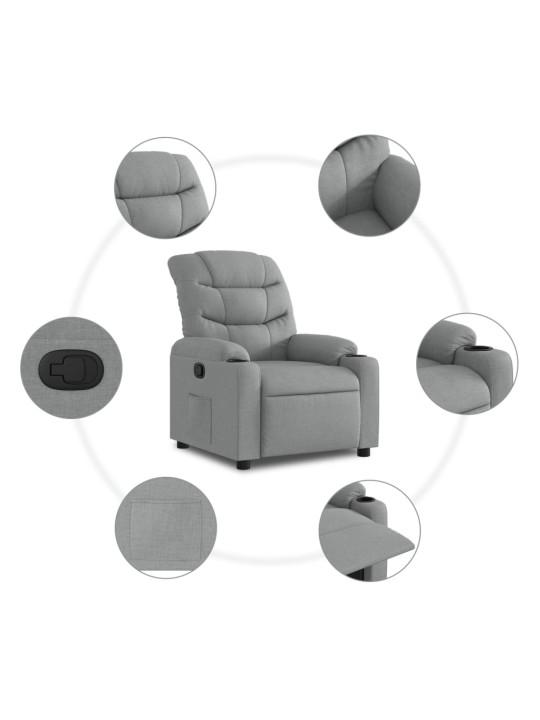 Polohovací křeslo světle šedé textil
