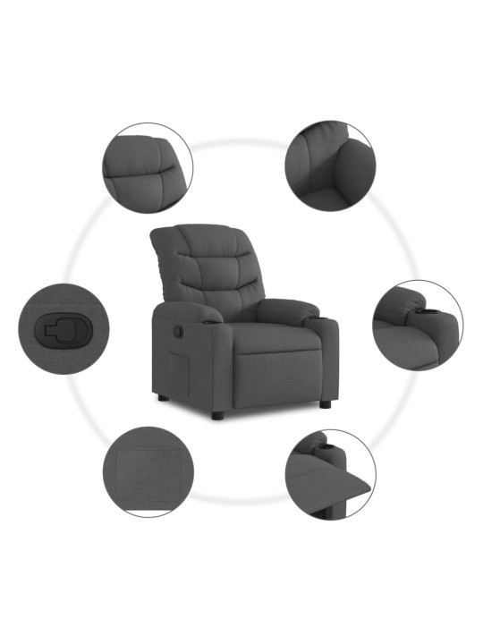 Polohovací křeslo tmavě šedé textil
