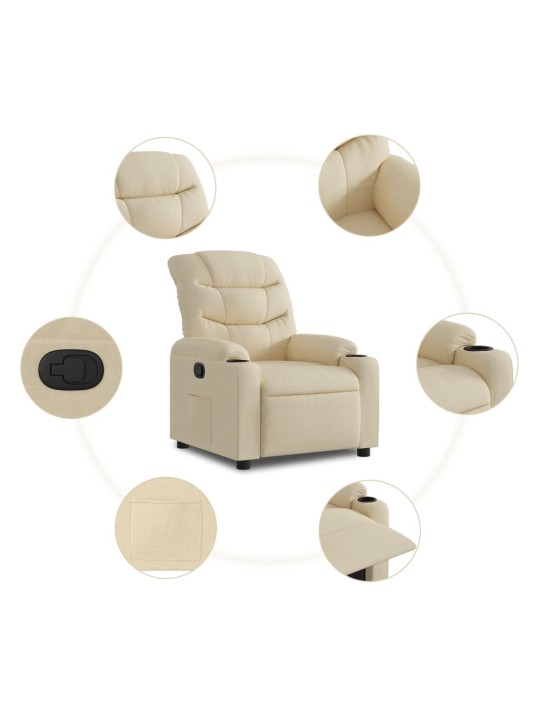 Polohovací křeslo krémové textil