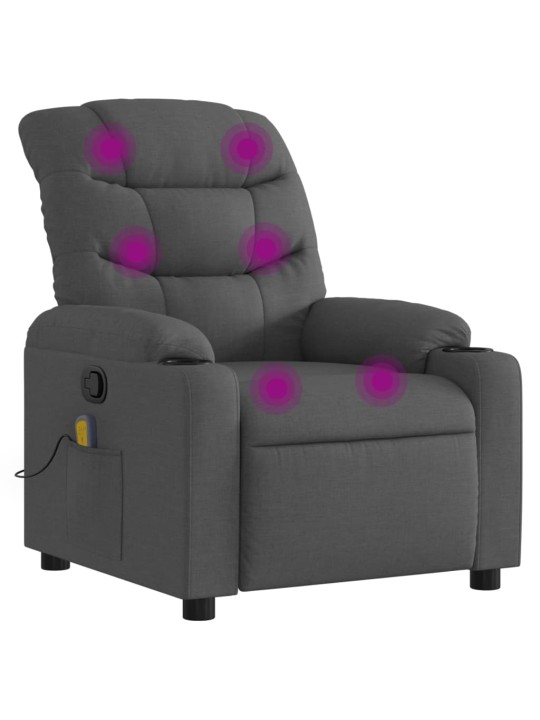 Masážní polohovací křeslo tmavě šedé textil