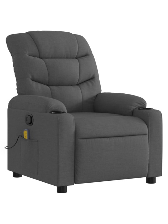 Masážní polohovací křeslo tmavě šedé textil