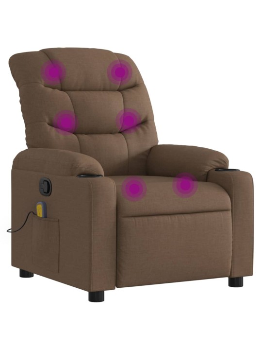 Masážní polohovací křeslo hnědé textil