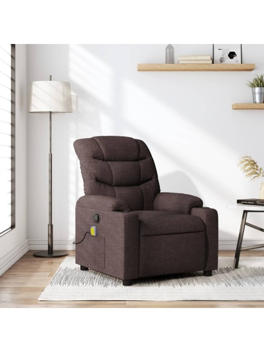 Masážní polohovací křeslo tmavě hnědé textil