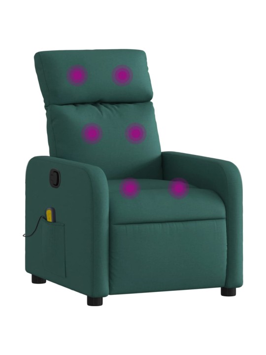 Masážní polohovací křeslo tmavě zelené textil